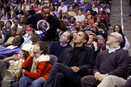 One brave heckler at the Wizards v. Bulls game, SECURITY! (White House Photographer Pete Souza)